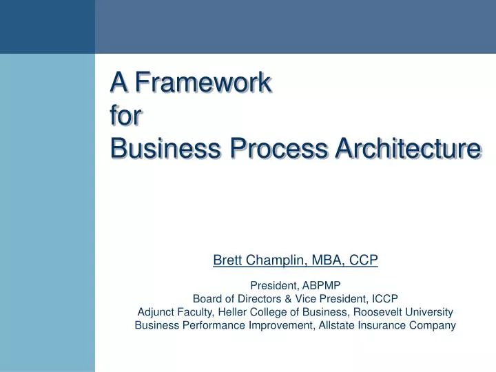a framework for business process architecture