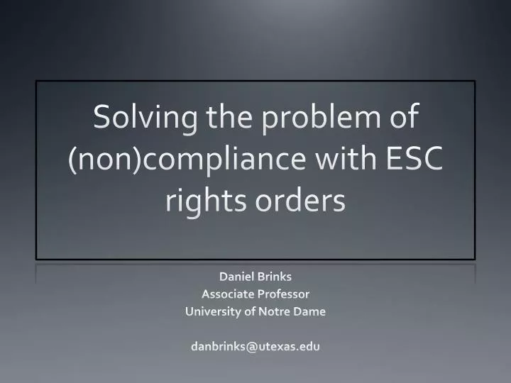 solving the problem of non compliance with esc rights orders