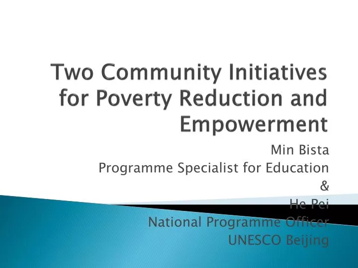 two community initiatives for poverty reduction and empowerment