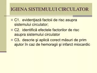 igiena sistemului circulator