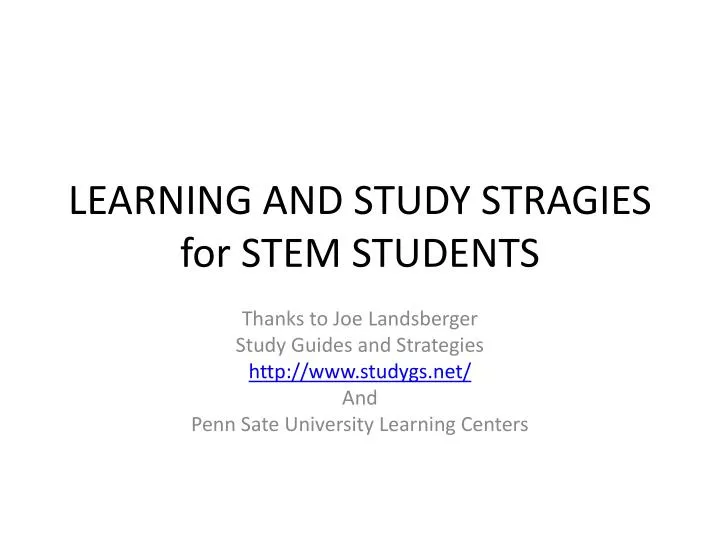 learning and study stragies for stem students