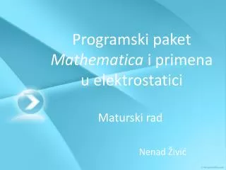 programski paket mathematica i primena u elektrostatici