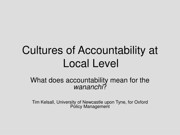 cultures of accountability at local level