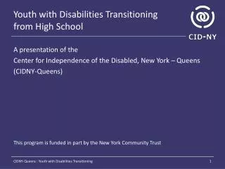 Youth with Disabilities Transitioning from High School
