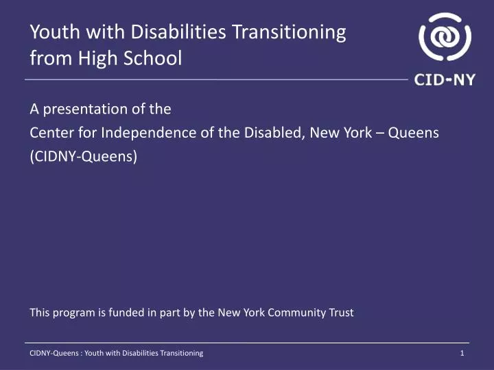 youth with disabilities transitioning from high school