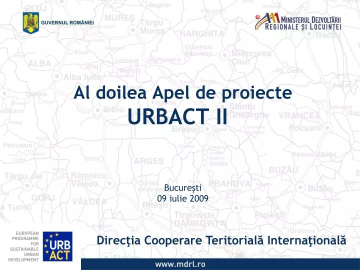 al doilea apel de proiecte urbact ii bucure ti 09 iulie 2009