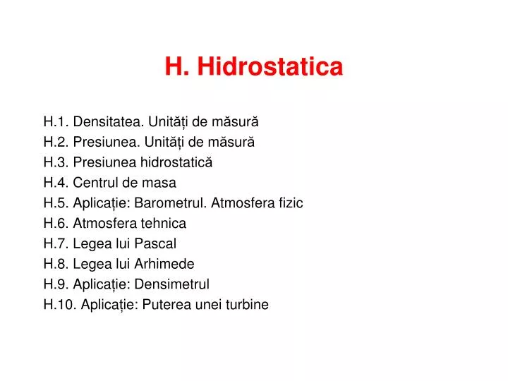 h hidrostatica