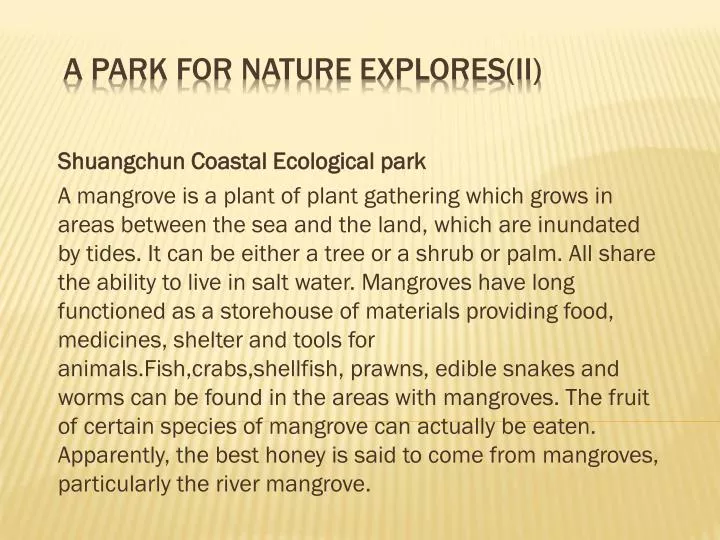 a park for nature explores ii