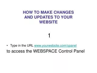 Type in the URL yourwebsite/cpanel to access the WEBSPACE Control Panel