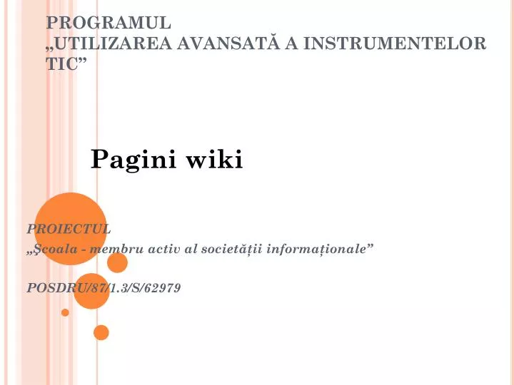 programul utilizarea avansat a instrumentelor tic