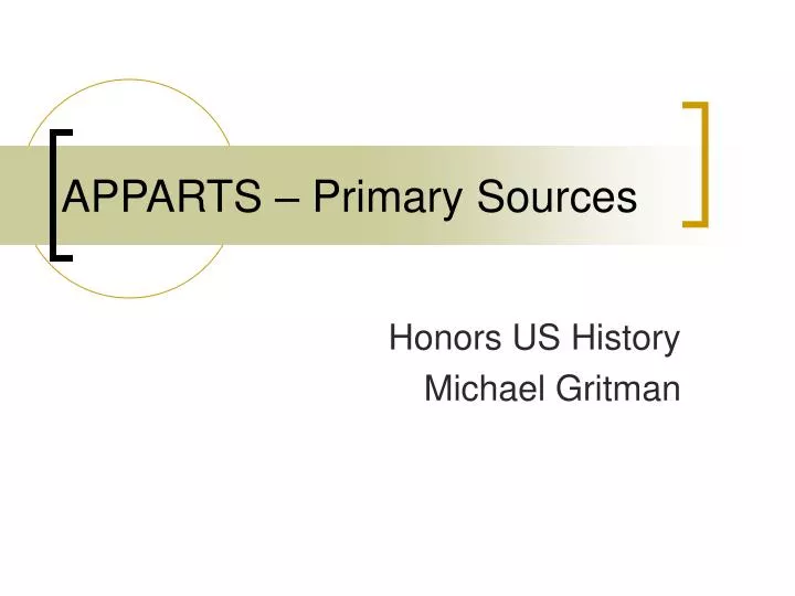 apparts primary sources