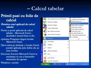 calcul tabelar