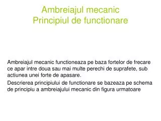 ambreiajul mecanic principiul de functionare