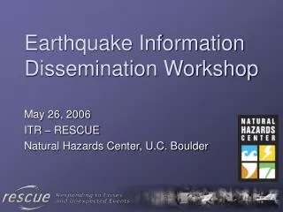 Earthquake Information Dissemination Workshop