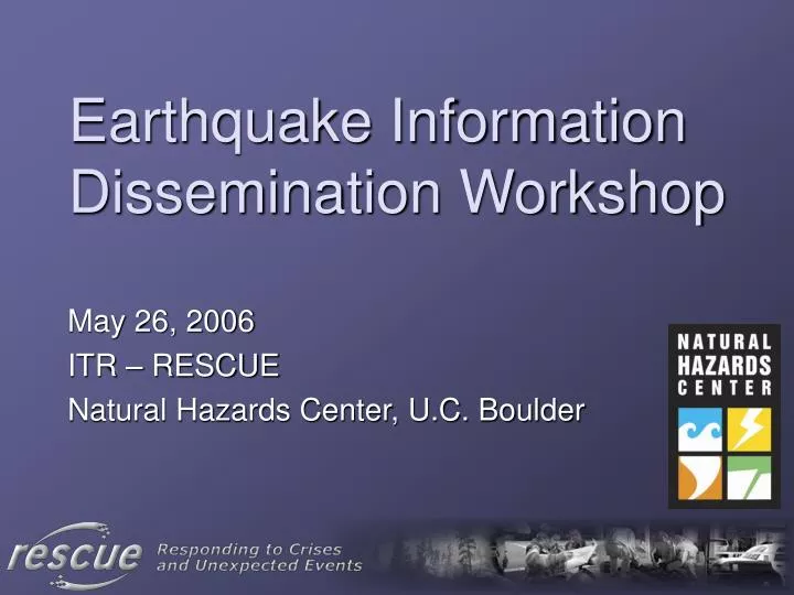 earthquake information dissemination workshop