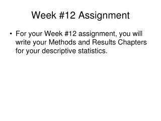 Week #12 Assignment
