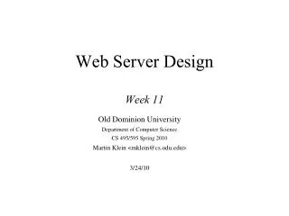 Web Server Design Week 11