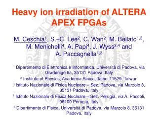 Heavy ion irradiation of ALTERA APEX FPGAs
