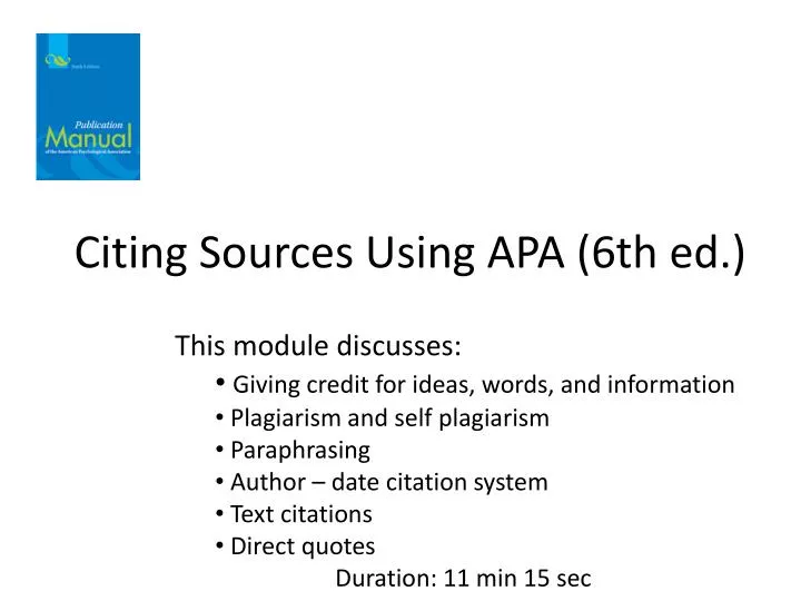citing sources using apa 6th ed