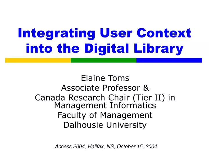 integrating user context into the digital library