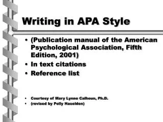 Writing in APA Style