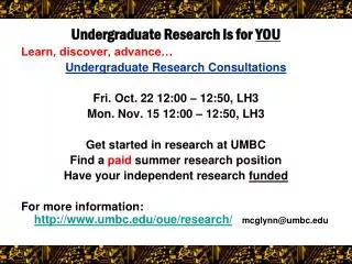 Undergraduate Research is for YOU
