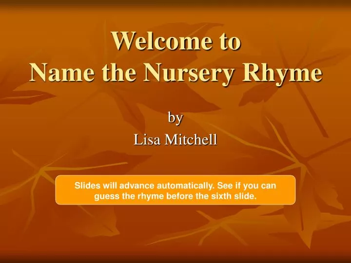 welcome to name the nursery rhyme