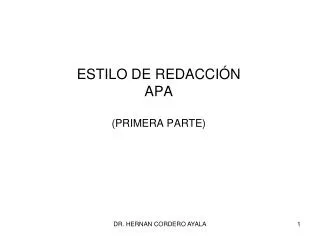 estilo de redacci n apa primera parte