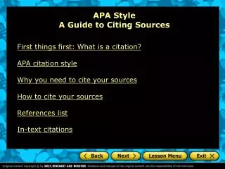 APA Style A Guide to Citing Sources