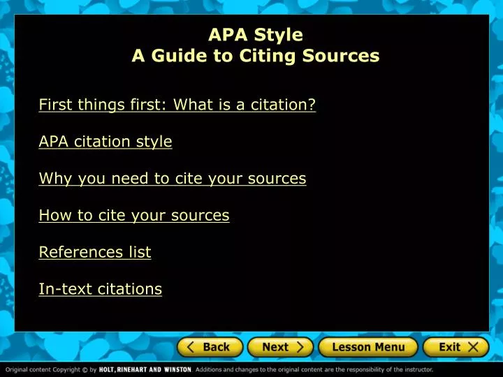 apa style a guide to citing sources
