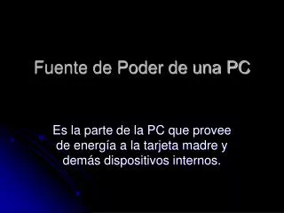 fuente de poder de una pc