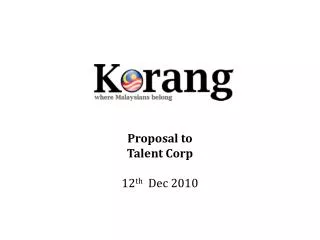 Proposal to Talent Corp 12 th Dec 2010