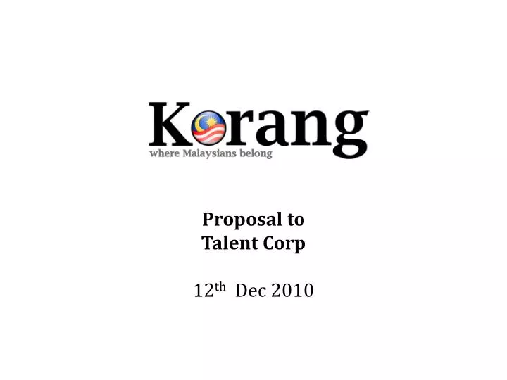 proposal to talent corp 12 th dec 2010
