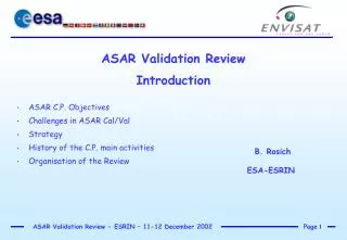 ASAR Validation Review Introduction
