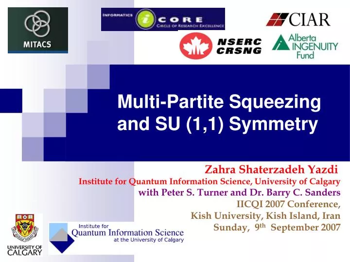 multi partite squeezing and su 1 1 symmetry