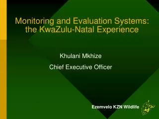 Monitoring and Evaluation Systems: the KwaZulu-Natal Experience