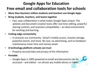 Google Apps for Education Free email and collaboration tools for schools