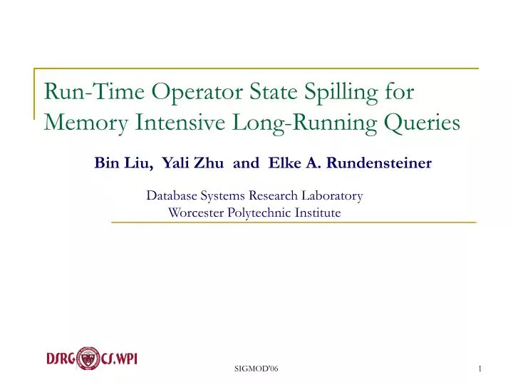 run time operator state spilling for memory intensive long running queries