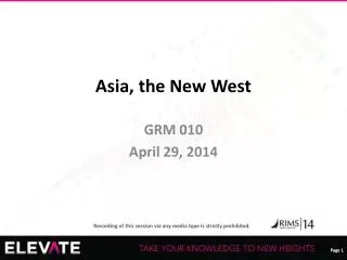 Asia, the New West