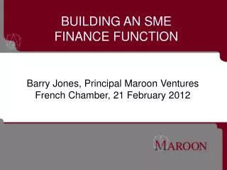 BUILDING AN SME FINANCE FUNCTION