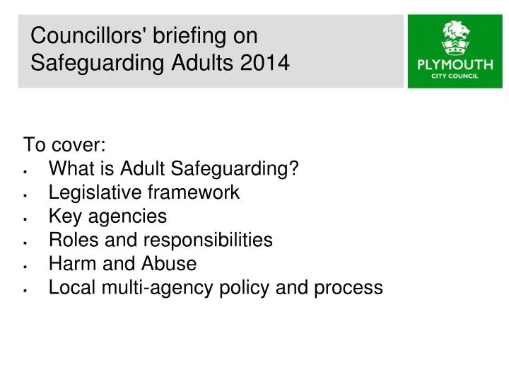 councillors briefing on safeguarding adults 2014
