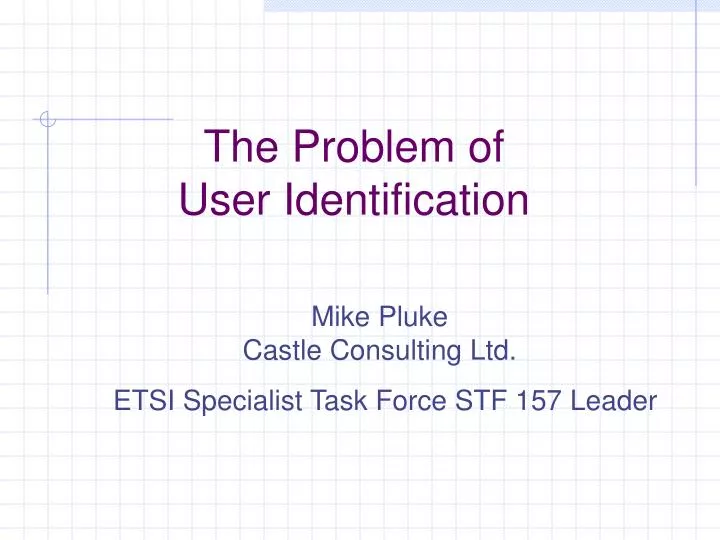 the problem of user identification
