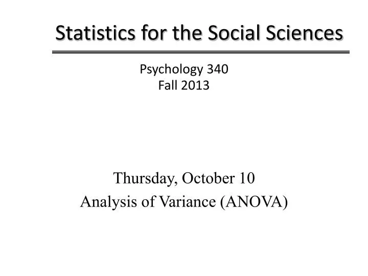statistics for the social sciences