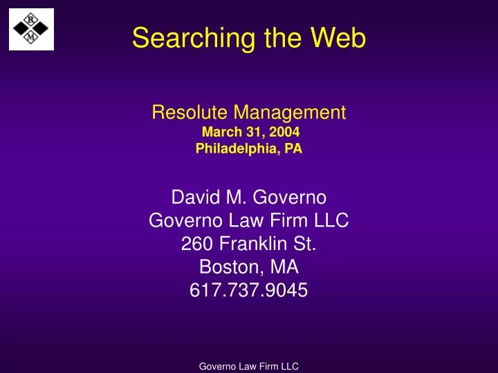 searching the web resolute management march 31 2004 philadelphia pa