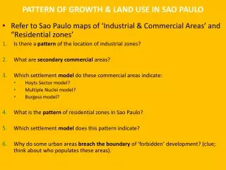 Pattern of growth &amp; land use in sao Paulo
