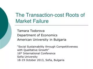 The Transaction-cost Roots of Market Failure