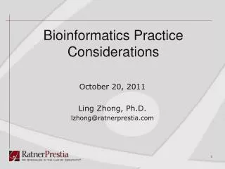 Bioinformatics Practice Considerations