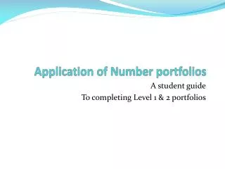 Application of Number portfolios