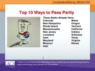 Top 10 Ways to Pass Parity