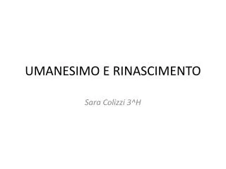 umanesimo e rinascimento